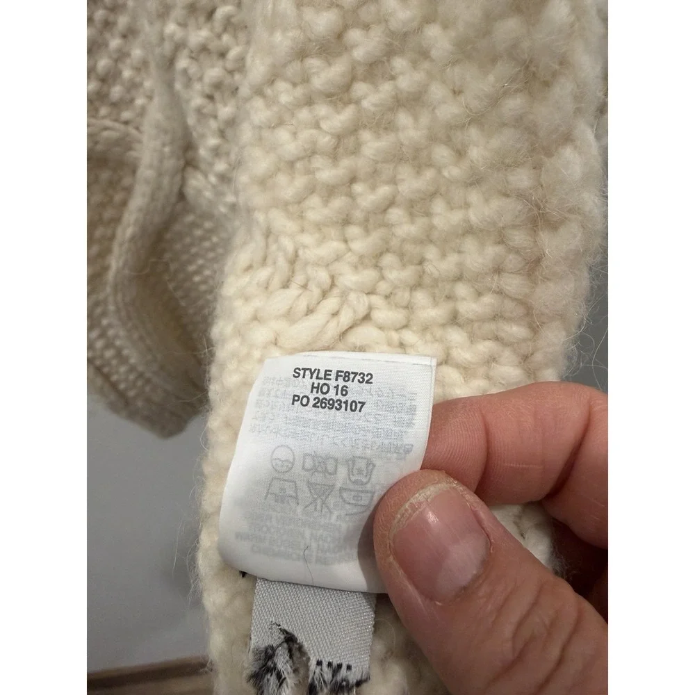 J.Crew Cable Knit Wool Acrylic Alpaca Warm Winter Wear Ivory Scarf 72x8in Women